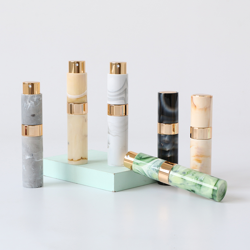 10ml大理石紋旋轉噴霧瓶 便攜式香水分裝瓶帶中節